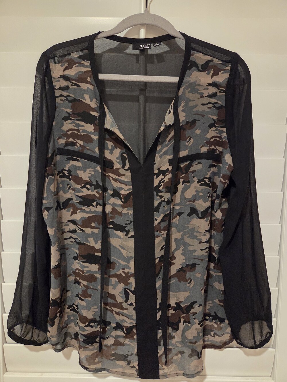 a.n.a Sheer Camo Blouse